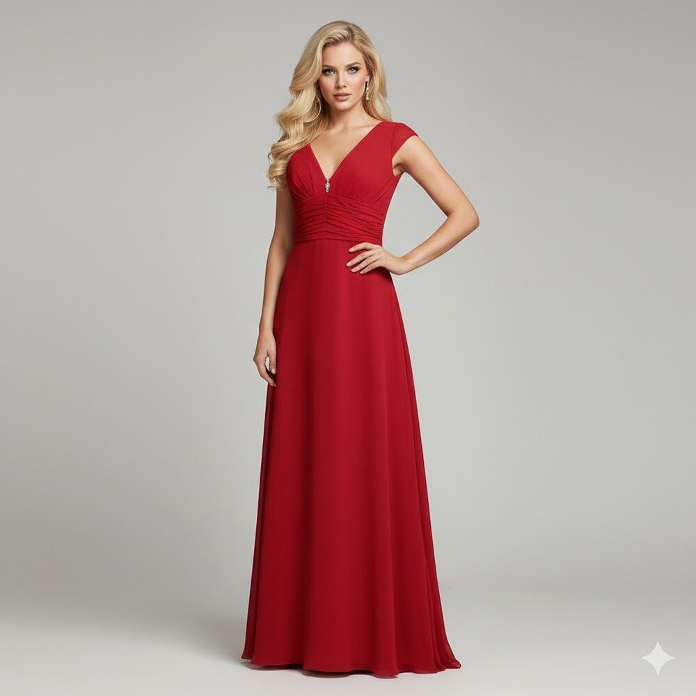 Red Chiffon Long Formal Dress